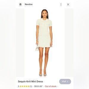 Self-Portrait Revolve Cream Sequin Knit Mini Dress Sz S